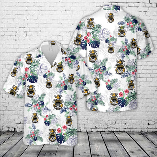 Navy Hawaiian Shirt, Us Navy Master Chief Skull And Cross Bones Anchor Hawaiian Shirt, Navy Shirts Mens