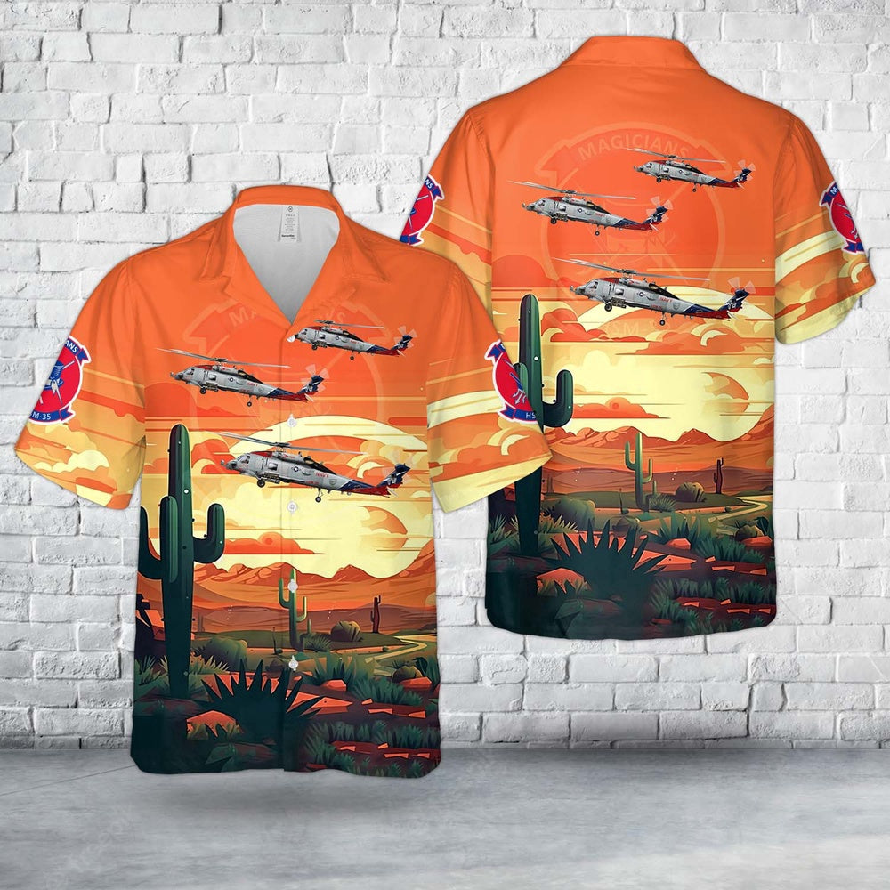 Navy Hawaiian Shirt, Us Navy Mh-60R Seahawk Hsm-35 Magician Hawaiian Shirt, Navy Shirts Mens