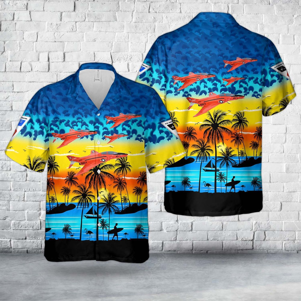 Navy Hawaiian Shirt, Us Navy Naval Missile Center (Nmc) F-4B Hawaiian Shirt, Navy Shirts Mens