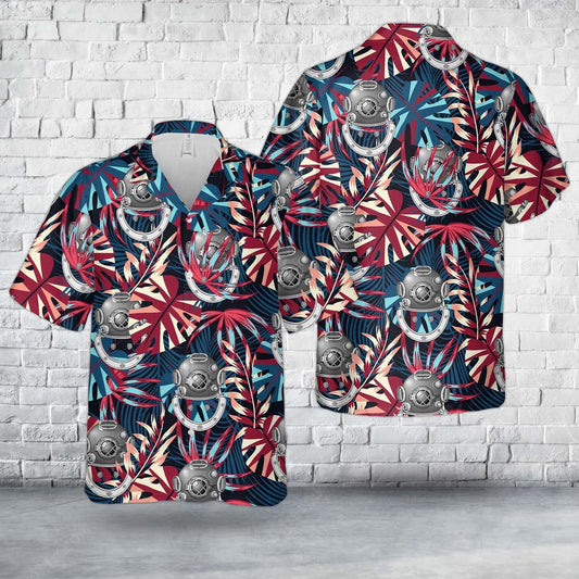 Navy Hawaiian Shirt, Us Navy Navy Diver Nd Hawaiian Shirt, Navy Shirts Mens