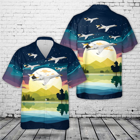 Navy Hawaiian Shirt, Us Navy Nc-37B Missile Tracking Jet Hawaiian Shirt, Navy Shirts Mens