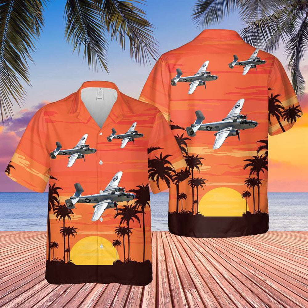 Navy Hawaiian Shirt, Us Navy North American B-25 Mitchell Hawaiian Shirt, Navy Shirts Mens