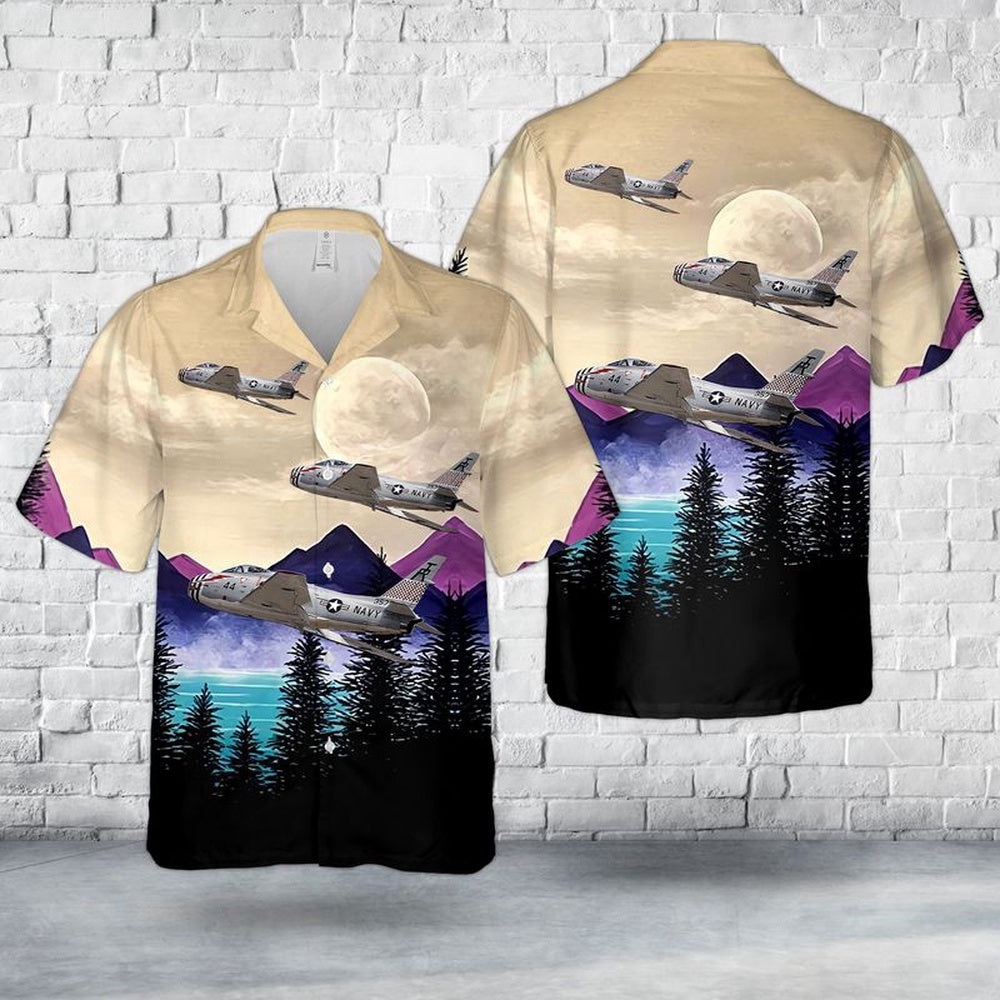 Navy Hawaiian Shirt, Us Navy North American Fj-4B Fury Hawaiian Shirt, Navy Shirts Mens