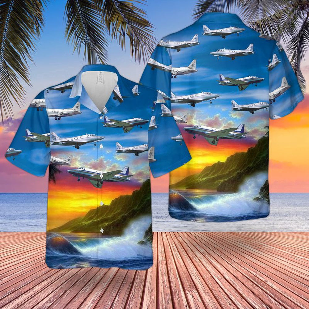 Navy Hawaiian Shirt, Us Navy North American Sabreliner Ct-39 Vrc-50 Hawaiian Shirt, Navy Shirts Mens