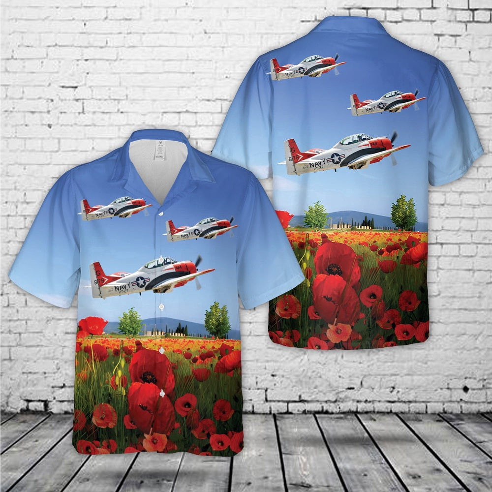 Navy Hawaiian Shirt, Us Navy North American T-28B T-28 Trojan N28Ty 138178 Vt-27 Hawaiian Shirt, Navy Shirts Mens