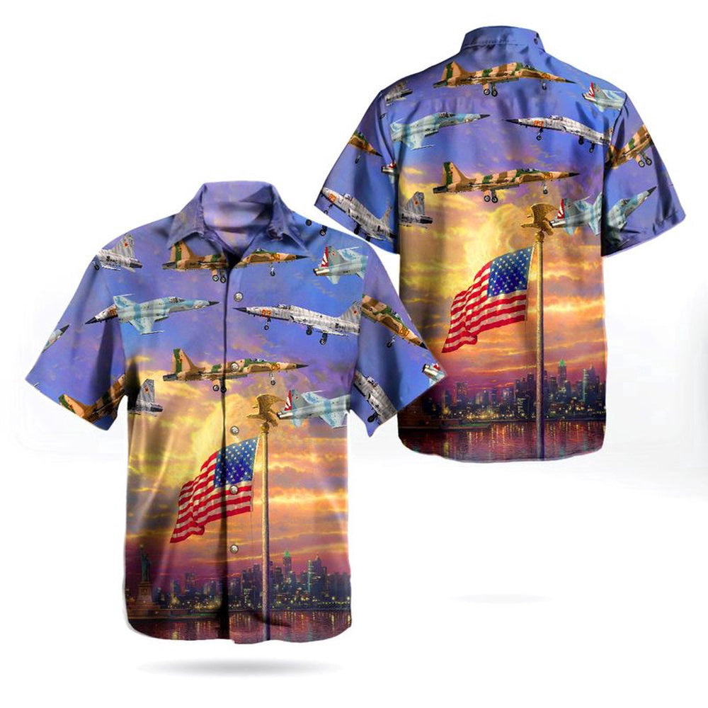 Navy Hawaiian Shirt, Us Navy Northrop F-5N Tiger Independence Day The Statue Of Liberty Hawaiian Shirt, Navy Shirts Mens