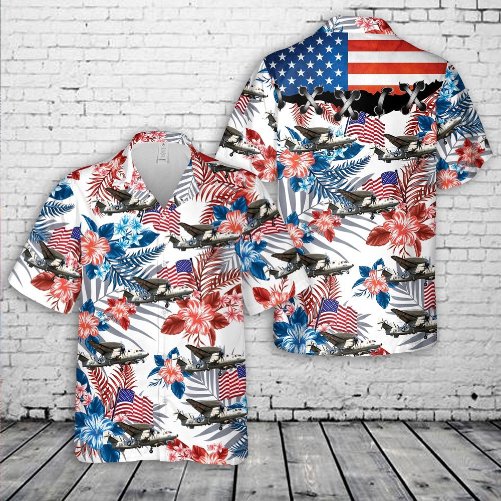 Navy Hawaiian Shirt, Us Navy Northrop Grumman E-2C Hawkeye, 4Th Of July Hawaiian Shirt, Navy Shirts Mens