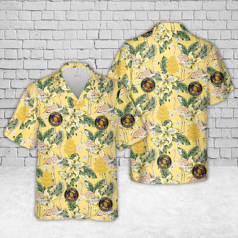 Navy Hawaiian Shirt, Us Navy Nurse Corps Hawaiian Shirt_8138, Navy Shirts Mens