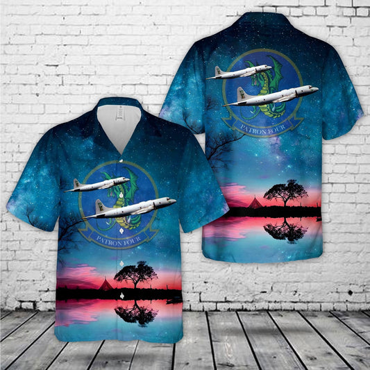 Navy Hawaiian Shirt, Us Navy Patrol Squadron Four (Vp-4) 'Skinny Dragons' P-3C Hawaiian Shirt, Navy Shirts Mens