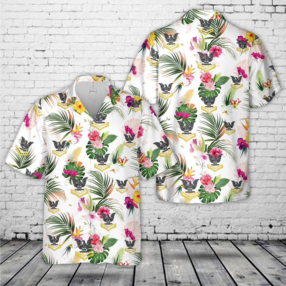 Navy Hawaiian Shirt, Us Navy Petty Officer Second Class E-5 Hawaiian Shirt, Navy Shirts Mens