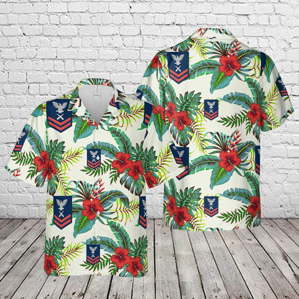 Navy Hawaiian Shirt, Us Navy Red E-5 Gunner'S Mate Gm Hawaiian Shirt, Navy Shirts Mens