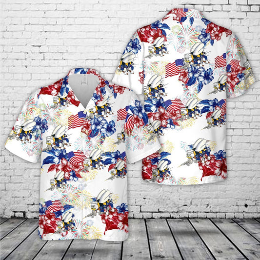 Navy Hawaiian Shirt, Us Navy Seabees Naval Construction Force (Ncf), 4Th Of July Hawaiian Shirt, Navy Shirts Mens