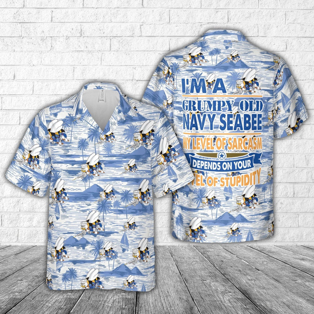 Navy Hawaiian Shirt, Us Navy Seabees Naval Construction Force (Ncf) Hawaiian Shirt, Navy Shirts Mens