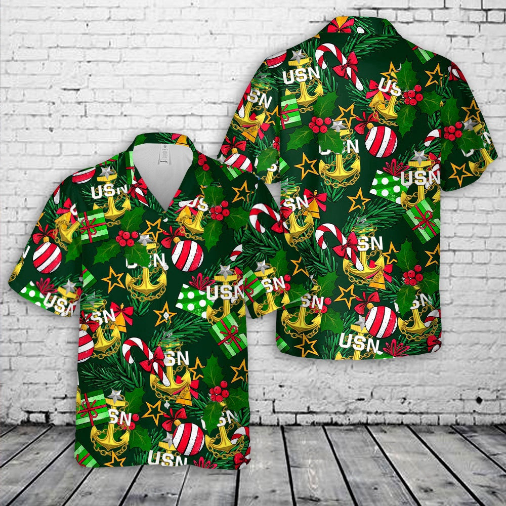 Navy Hawaiian Shirt, Us Navy Senior Chief Anchor Christmas Hawaiian Shirt, Navy Shirts Mens