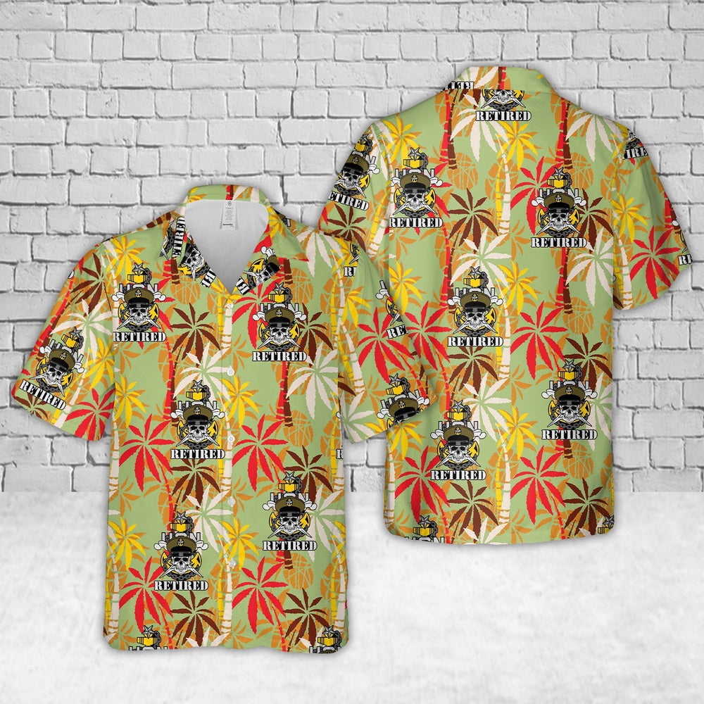 Navy Hawaiian Shirt, Us Navy Senior Chief Retired Skull And Cross Bones With Anchor Hawaiian Shirt, Navy Shirts Mens