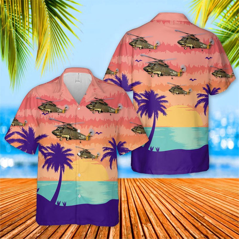 Navy Hawaiian Shirt, Us Navy Sh-2F Seasprite Hawaiian Shirt, Navy Shirts Mens