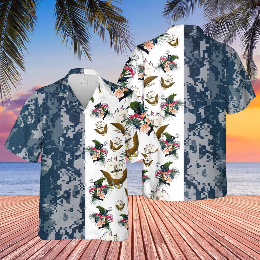 Navy Hawaiian Shirt, Us Navy Ship Hawaiian Shirt, Navy Shirts Mens