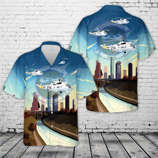 Navy Hawaiian Shirt, Us Navy Sikorsky Sh-3 Sea King, Hs-5 Nightdippers Hawaiian Shirt, Navy Shirts Mens