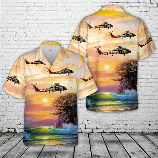 Navy Hawaiian Shirt, Us Navy Sikorsky Sh-60B Seahawk (S-70B-1) Hawaiian Shirt, Navy Shirts Mens