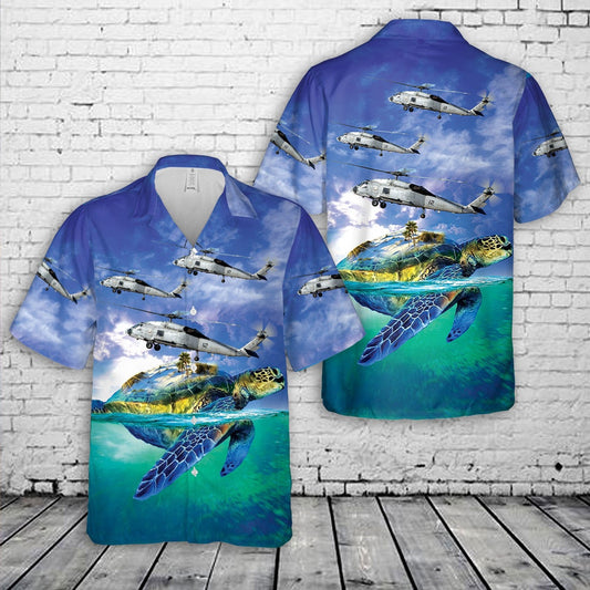 Navy Hawaiian Shirt, Us Navy Sikorsky Sh-60F Ocean Hawk (S-70B-4) Hawaiian Shirt, Navy Shirts Mens