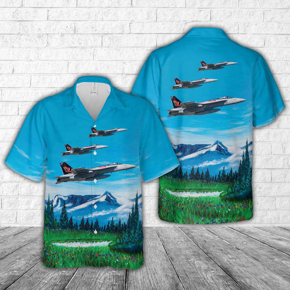 Navy Hawaiian Shirt, Us Navy Strike Fighter Squadron 14 F A-18E Vfa-14 Tophatters Hawaiian Shirt, Navy Shirts Mens