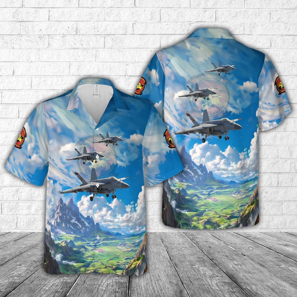 Navy Hawaiian Shirt, Us Navy Strike Fighter Squadron 87 Vfa-87 Golden Warriors F A-18E Super Hornet Hawaiian Shirt, Navy Shirts Mens