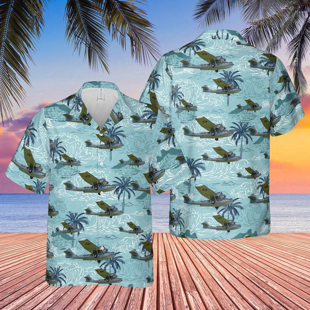 Navy Hawaiian Shirt, Us Navy (Usn) Consolidated Pby-5A Catalina Hawaiian Shirt, Navy Shirts Mens