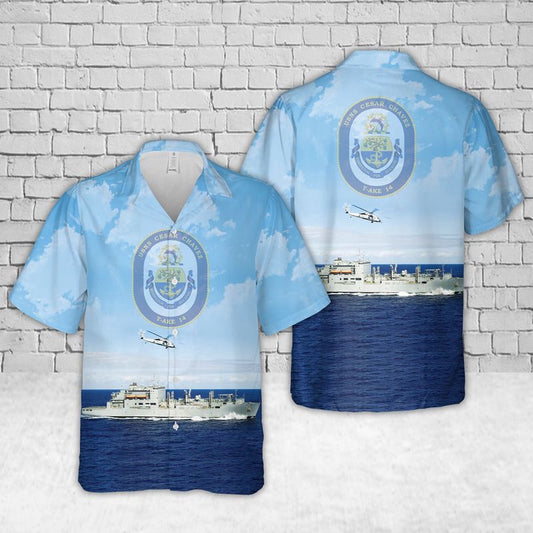 Navy Hawaiian Shirt, Us Navy Usns Cesar Chavez (T-Ake-14) Hawaiian Shirt, Navy Shirts Mens