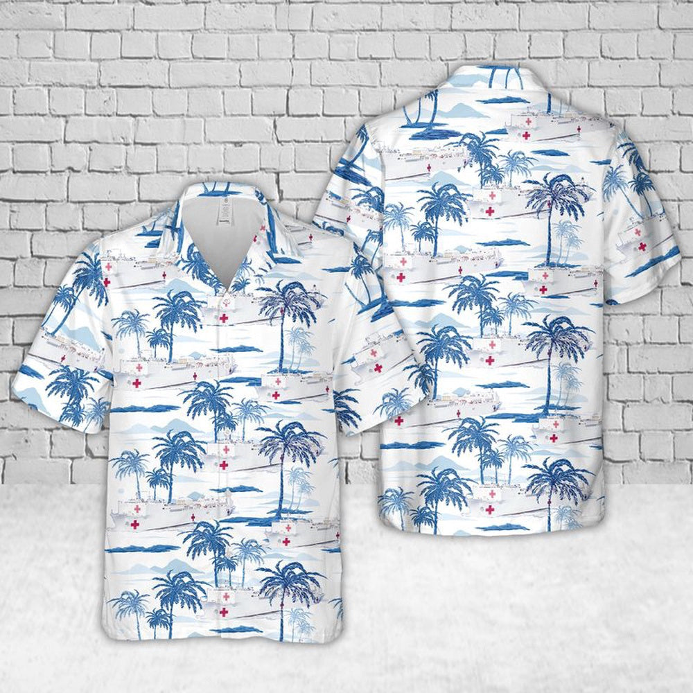 Navy Hawaiian Shirt, Us Navy Usns Mercy (T-Ah-19) Hawaiian Shirt, Navy Shirts Mens