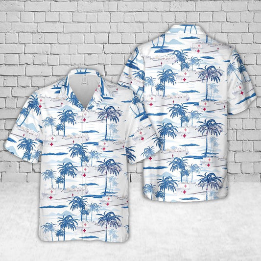 Navy Hawaiian Shirt, Us Navy Usns Mercy (T-Ah-19) Hawaiian Shirt, Navy Shirts Mens