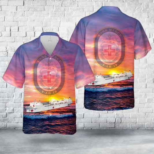 Navy Hawaiian Shirt, Us Navy Usns Mercy (T-Ah-19) Hospital Ship Hawaiian Shirt, Navy Shirts Mens