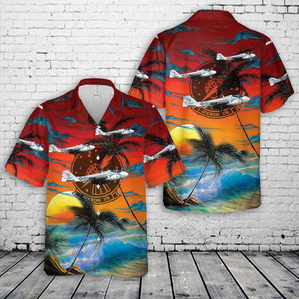 Navy Hawaiian Shirt, Us Navy Va-176 Thunderbolts A-6E Intruder Hawaiian Shirt, Navy Shirts Mens