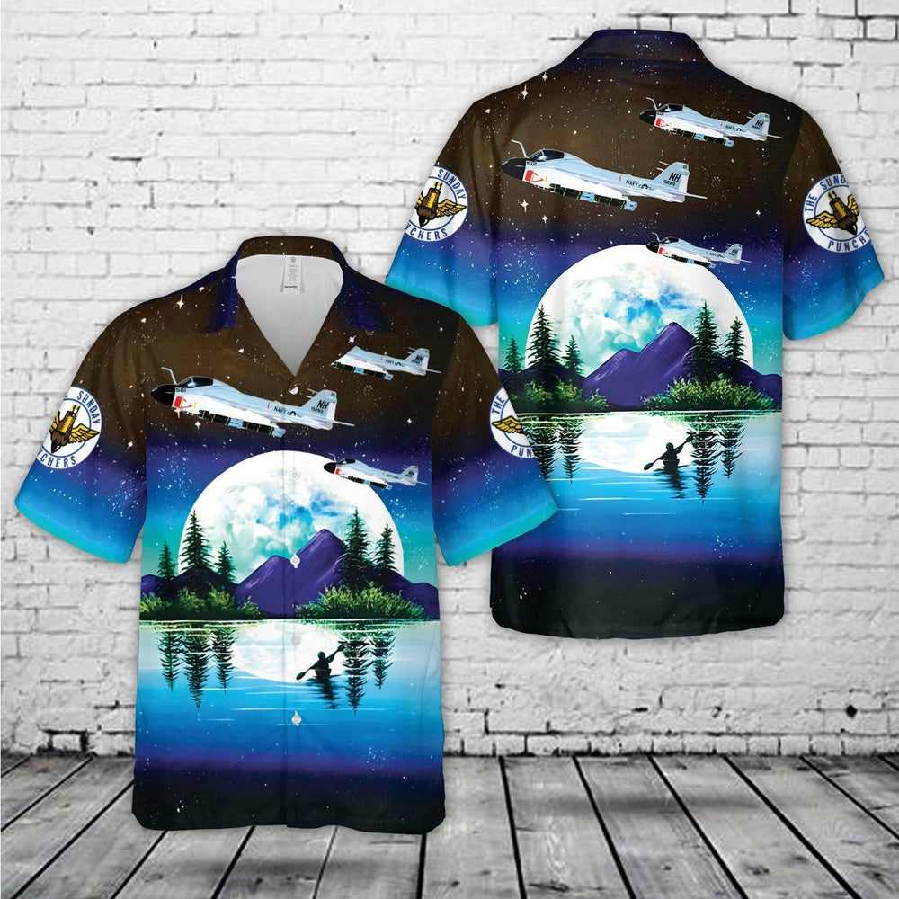 Navy Hawaiian Shirt, Us Navy Va-75 Sunday Punchers (1968) A-6A Intruder Hawaiian Shirt, Navy Shirts Mens