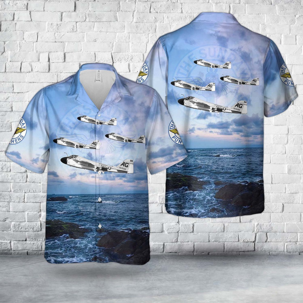 Navy Hawaiian Shirt, Us Navy Va-75 Sunday Punchers A-6A Intruder Buno 151592, Ag-504 Hawaiian Shirt, Navy Shirts Mens