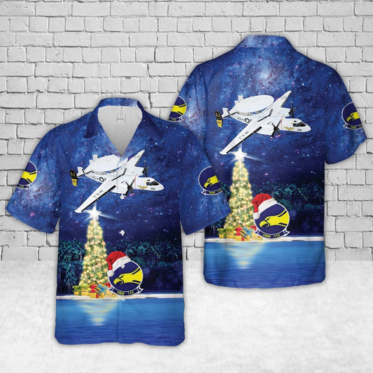 Navy Hawaiian Shirt, Us Navy Vaw-112 Golden Hawks (1978 Uss Nimitz) E-2C Christmas Hawaiian Shirt, Navy Shirts Mens