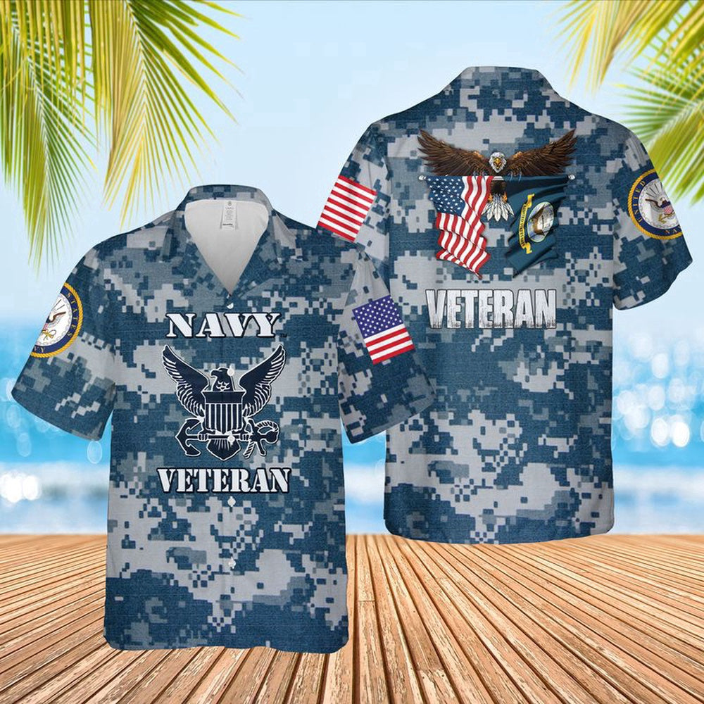Navy Hawaiian Shirt, Us Navy Veteran Hawaiian Shirt, Navy Shirts Mens