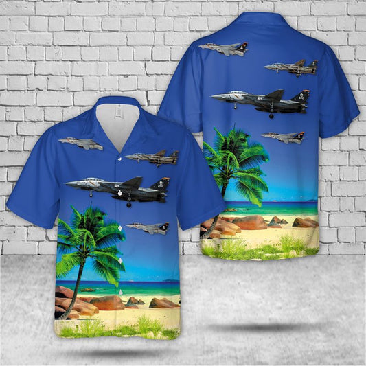 Navy Hawaiian Shirt, Us Navy Vf-103 F-14B Hawaiian Shirt, Navy Shirts Mens