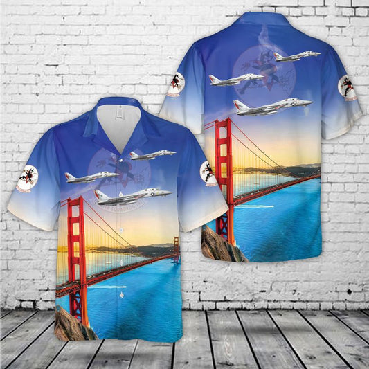 Navy Hawaiian Shirt, Us Navy Vf-191 Satans Kittens F-14A Tomcat Hawaiian Shirt, Navy Shirts Mens