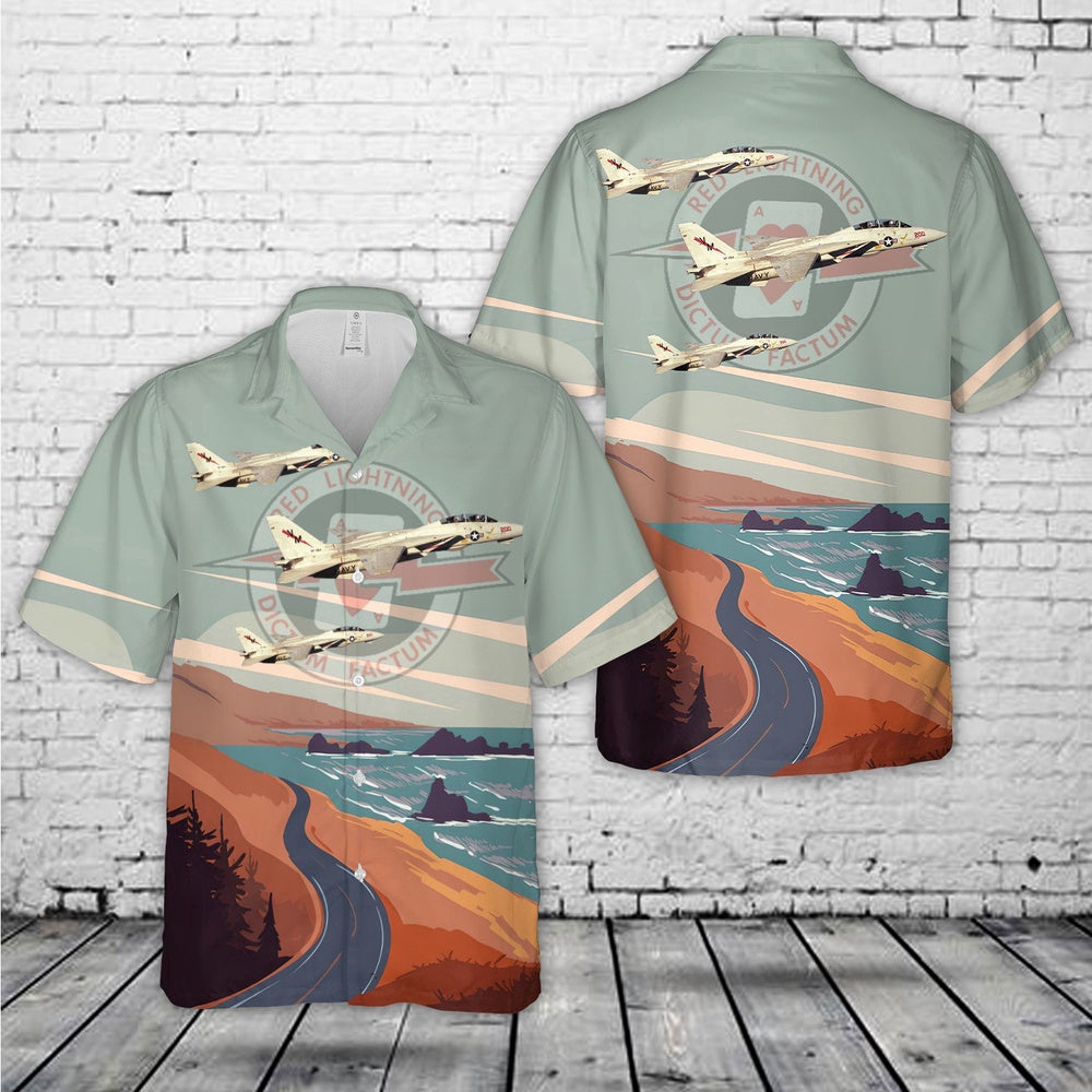 Navy Hawaiian Shirt, Us Navy Vf-194 (1986-1988) F-14A Tomcat Hawaiian Shirt, Navy Shirts Mens