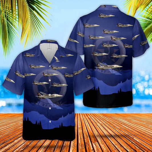 Navy Hawaiian Shirt, Us Navy Vf-51 F-14A Hawaiian Shirt, Navy Shirts Mens