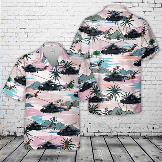 Navy Hawaiian Shirt, Us Navy Vietnam Era Kaman Sh-2F Seasprite Hawaiian Shirt, Navy Shirts Mens