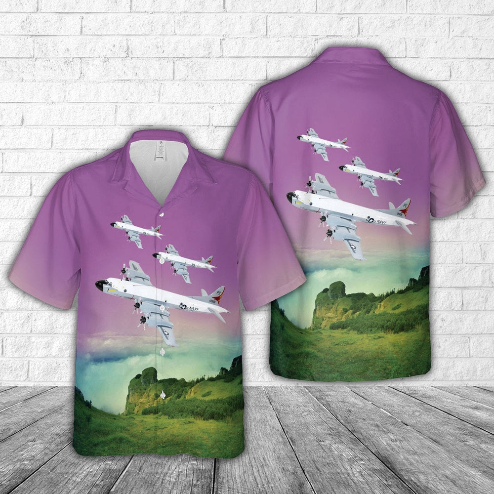 Navy Hawaiian Shirt, Us Navy Vp-19 Big Red P-3C Orion Hawaiian Shirt, Navy Shirts Mens
