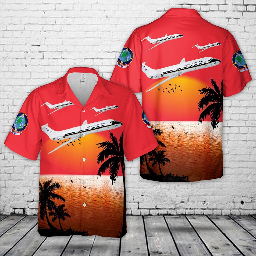 Navy Hawaiian Shirt, Us Navy Vr-52 Taskmasters C-9B Skytrain Ii Hawaiian Shirt, Navy Shirts Mens