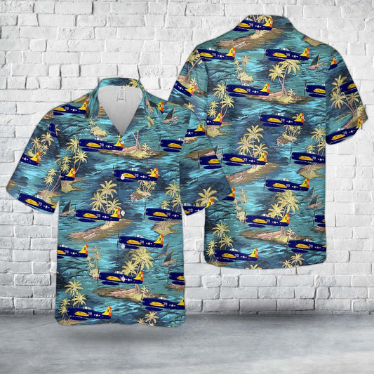 Navy Hawaiian Shirt, Us Navy Vx-2 Grumman F8F-1D Bearcat Hawaiian Shirt, Navy Shirts Mens