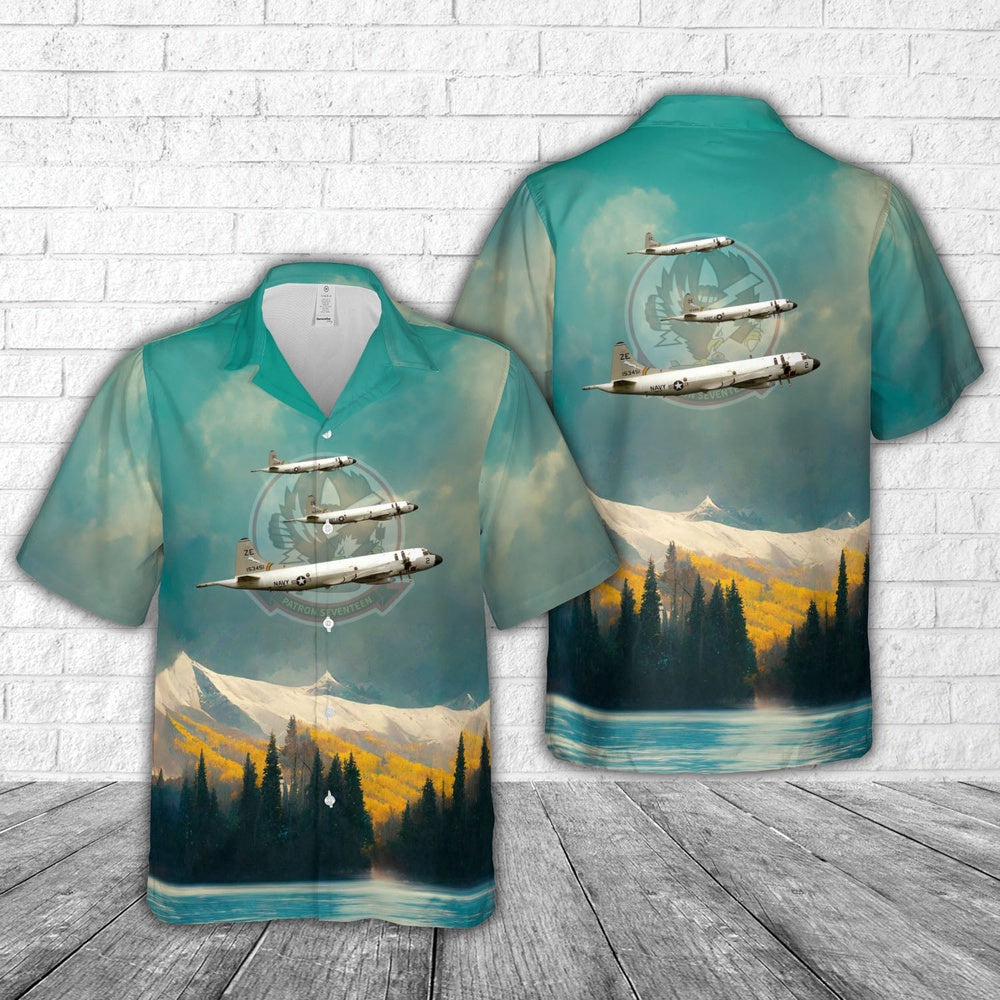 Navy Hawaiian Shirt, Us Navy White Lightnings Vp-17 P-3B Hawaiian Shirt, Navy Shirts Mens