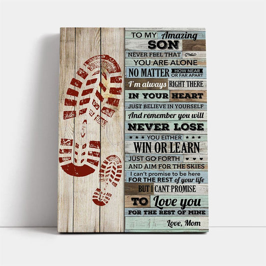Never Feel That You Are Alone Mom To Son Canvas, Mother's Day Canvas Art, Gift For Mom, Birthday Gift, Mother's Day Wall Art