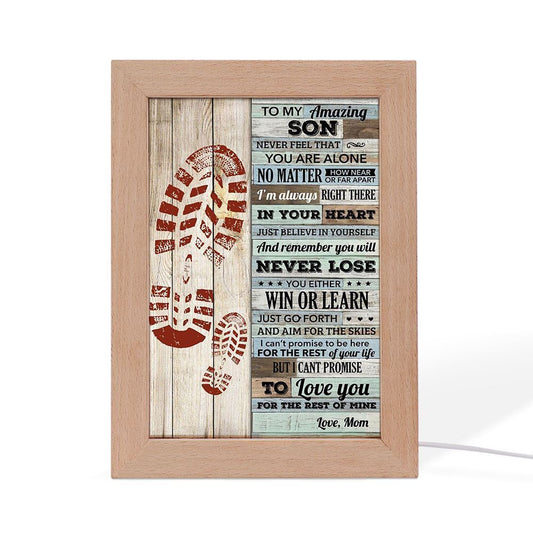 Never Feel That You Are Alone Mom To Son Frame Lamp, Mother's Day Night Light, Best Mom Ever, Gift For Mom