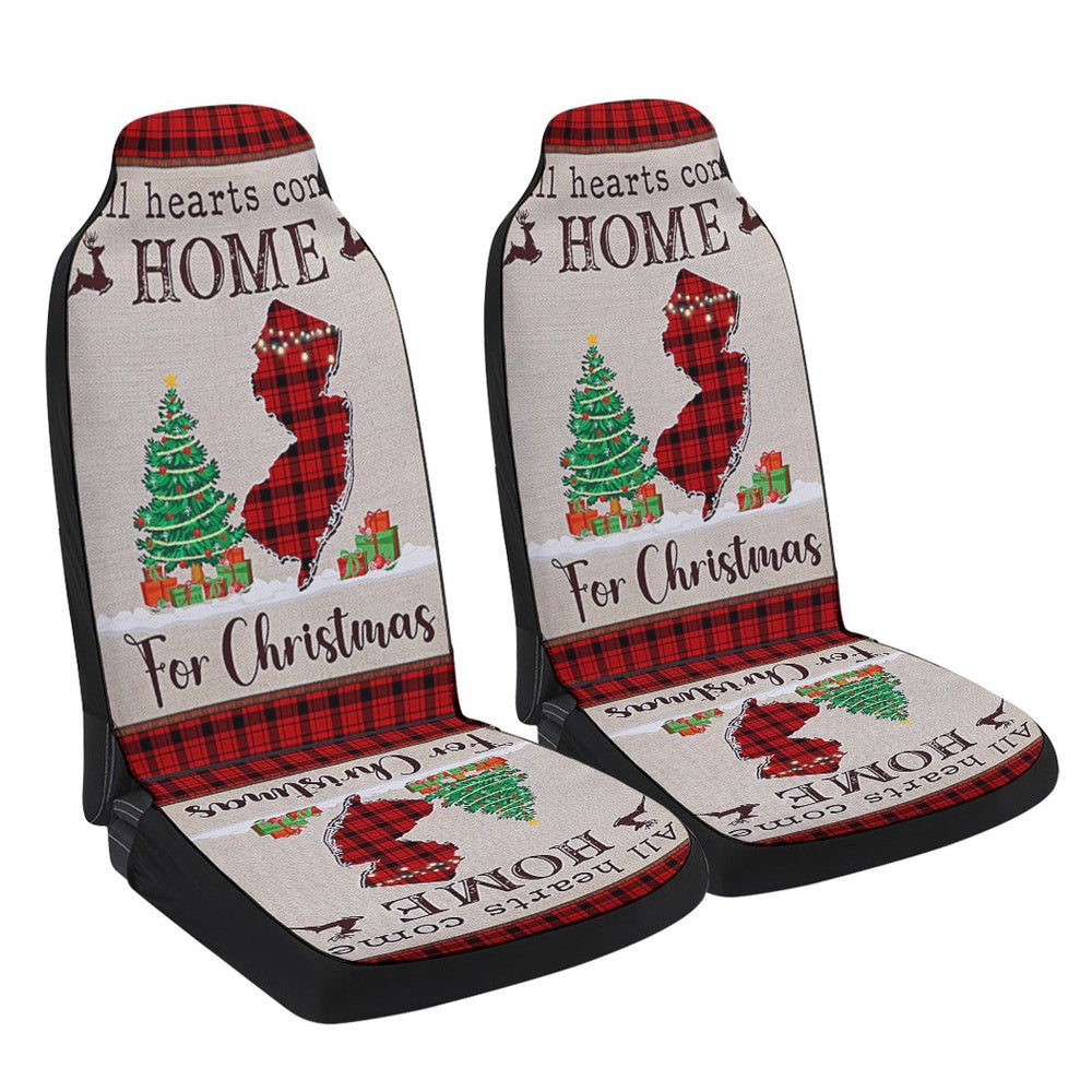 New Jersey Christmas All Hearts Come Home For Christmas Cars Seat Cover, Christmas Car Seat Covers, Car Decor Gift