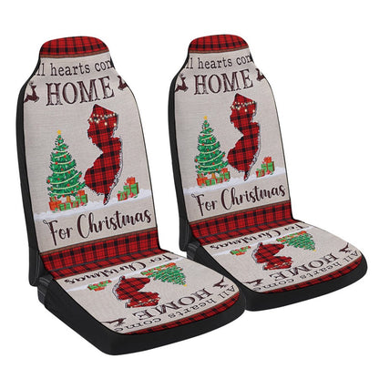 New Jersey Christmas All Hearts Come Home For Christmas Cars Seat Cover, Christmas Car Seat Covers, Car Decor Gift