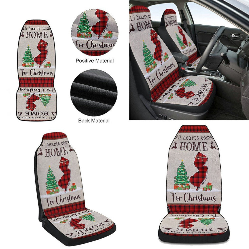 New Jersey Christmas All Hearts Come Home For Christmas Cars Seat Cover, Christmas Car Seat Covers, Car Decor Gift